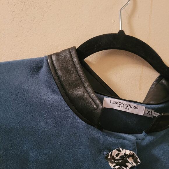 Lemongrass Womens Peacock Contrast Faux Suede Jacket Blazer Top Size XL - Picture 11 of 13